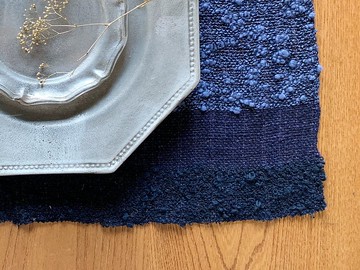 手工編織餐墊・深藍色混合