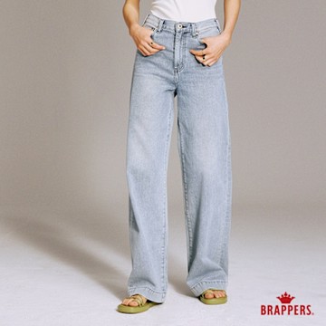 BRAPPERS 女款 Boy friend系列-高腰全棉直筒褲-淺藍