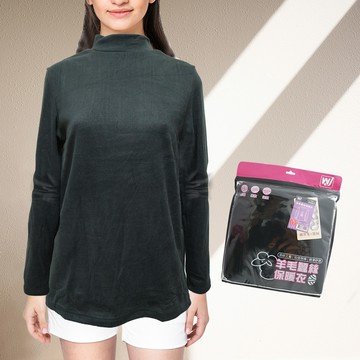 女羊毛蠶絲保暖衣-立領-6863-黑色