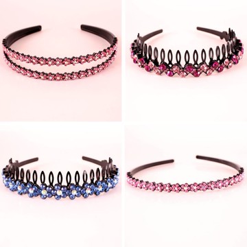 女童水鉆梅花發箍兒童滿鉆發梳中大童帶齒細發卡少女中小學生發飾