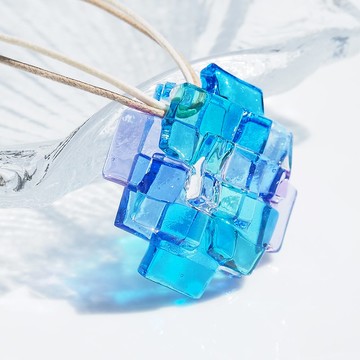 繡球花玻璃(紫陽花【藍色】)項鍊【接單製作】