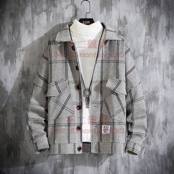 格子夾克 男士秋冬裝春秋季紐扣日系呢子短款外套【不二雜貨】