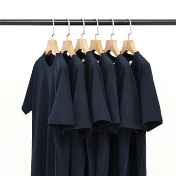 【小白家】日系復古深藍藏青色重磅厚實純棉短袖圓領t恤女男大碼T