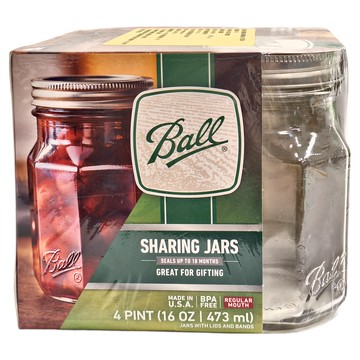 Ball 玻璃梅森罐 窄口鑽石罐 4入 美國製造  473ml  1組