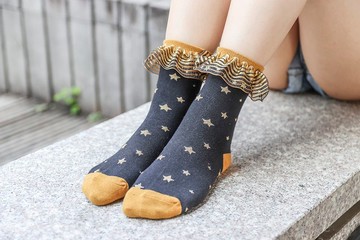 璀璨星花邊襪 襪子 鞋履襪品 socks 短襪 女襪 暖 龍