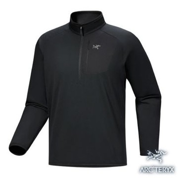 【ARCTERYX 始祖鳥】男 Delta 1/2頸部拉鏈衫.半開襟拉鍊立領長袖休閒衫/ X000010550 黑