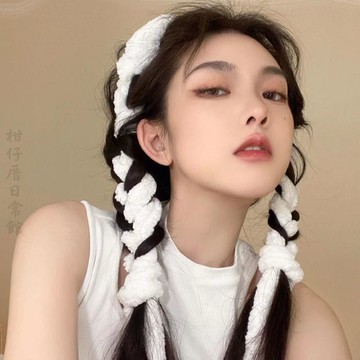 🔥2件9折🍊台北出貨🍊可開發票 明星同款甜酷髒辮彩色粗毛線發繩雙麻花編髮髮帶女藏族編髮彩繩