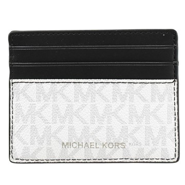 MICHAEL KORS COOPER 經典印花拼接簡易隨身卡夾(黑/白)