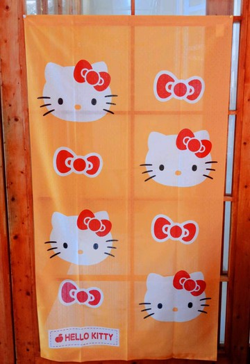 真愛日本 門簾 85x150cm 日本製 長門簾 凱蒂貓kitty 蝴蝶結黃 卡通門簾 廚房臥室宿舍遮擋裝飾