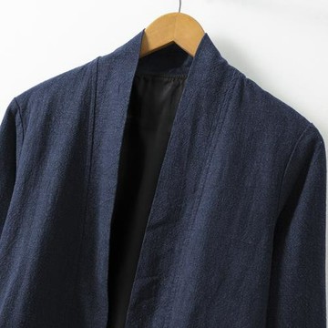 秋季復古對襟披風外套中國風亞麻開衫短款風衣茶服男寬松大碼道服