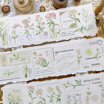 花枝箋 復古花卉素稿 PET 和紙膠帶