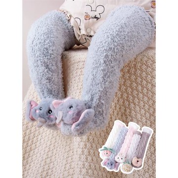 寶寶護膝襪子秋冬長筒嬰兒純棉加厚過膝新生兒護腿珊瑚絨加長襪套