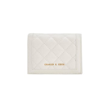 CHARLES & KEITH 豆腐絎縫短夾 - 奶油白