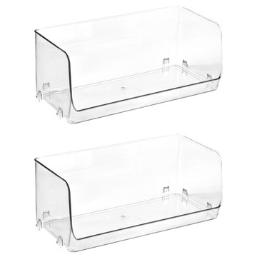 可疊加透明置物盒 大號(32 x 14.5 x 高12.5cm)  2個  透明色