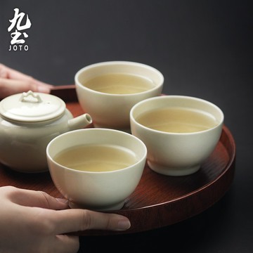 九土日式禪意主人杯品茗杯手工聞香杯大容量茶杯功夫茶具家用復古陶瓷茶杯手工拉坯景德鎮茶杯建盞普洱茶杯個人杯XCBR0095