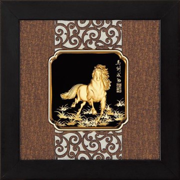 【開運陶源】金箔畫 純金 *小古典中國風系列*(馬到成功)...24x24cm