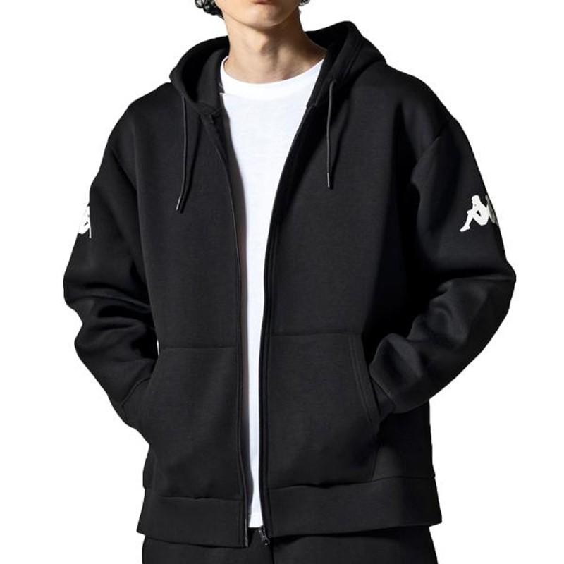 カッパ kappa SCUBA DOUBLE KNIT ZIP HOODIE W2 LOGO ブラック