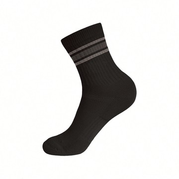 休閒無縫條紋氣墊長襪 - L黑灰