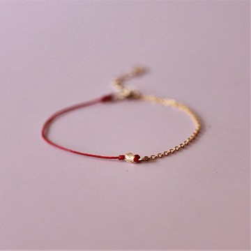 【禮物】獻上祝福 自信旺財 14k注金手鍊+ 紅蠟線 生日、祝