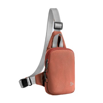《TRAVELON》Voyages 3層防盜胸背包(磚紅)