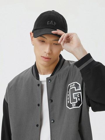 男裝 Logo純棉棒球帽-黑色