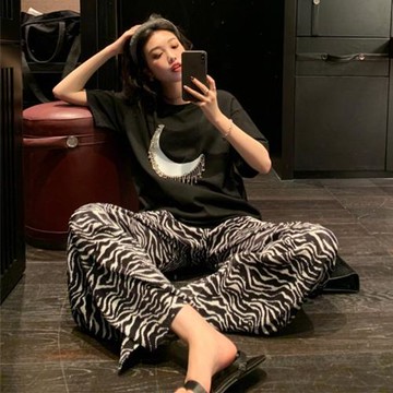 純棉睡衣女夏短袖長褲薄款家居服寬松韓版可外日系休閑甜美兩件套