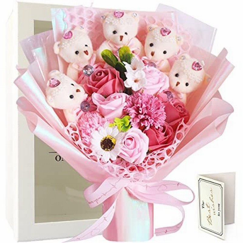 ソープフラワー 花束 ブーケ お花 ギフト くま束 プレゼント ぬいぐるみ花束 造花 薇 クマ花束 バラ 造花 ブーケ メッセージカード入り ピンク 5ベア 通販 Lineポイント最大0 5 Get Lineショッピング