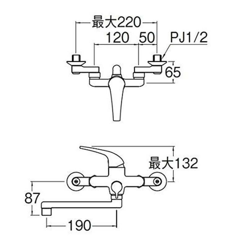 SANEI(旧社名:三栄水栓製作所) シングルシャワー混合栓 ワイドシャワー