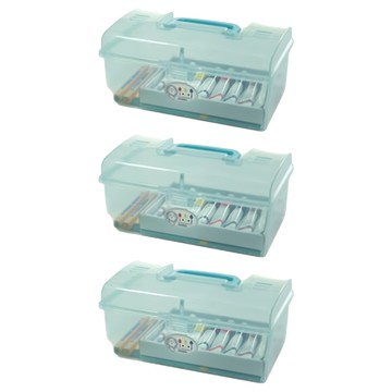 JUSKU 佳斯捷 小旅行家置物箱/收納盒/置物盒/工具箱  17.8 x 10.2 x 8cm  藍色  3個