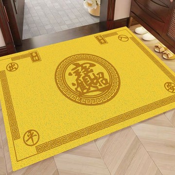 招財進寶💰💰黃色地墊 門口地墊 風水地墊 金色地墊 土黃色地毯 絲圈地墊入戶門墊進門防滑腳墊刮泥蹭土耐髒玄關地毯