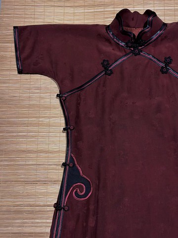 真絲旗袍香云紗開叉