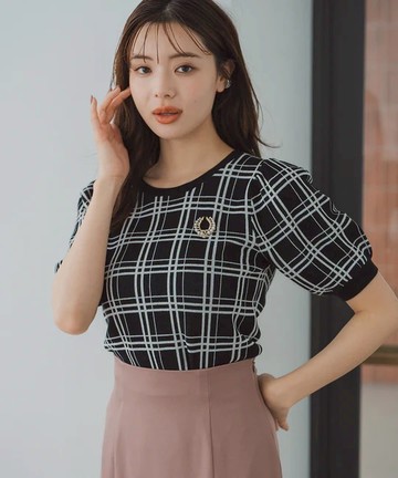格紋提花針織上衣(MM538301)