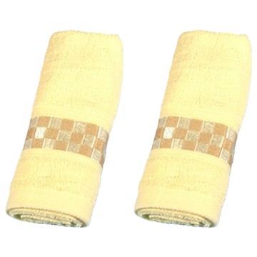 LIFE 來福牌 嘉頓格紋緞條毛巾 100%純棉 33x76公分 台灣製  黃色  2條