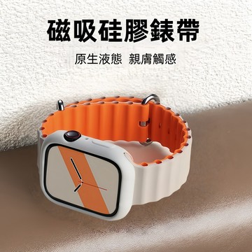 豎紋 拼色 硅膠錶帶+錶殼 適用 Apple Watch 11 10 9 8 SE 7 6 蘋果錶帶 42mm 46mm