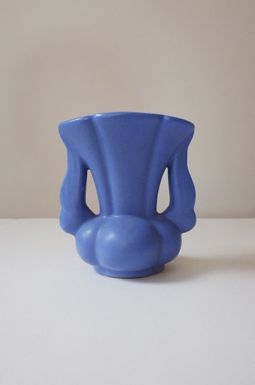 Vintage 霧面靛藍雙翼花器/美國老件