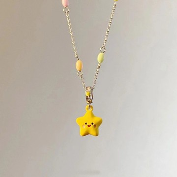【臺灣出貨】奶黃星星項鍊小眾設計感甜美可愛減齡少女百搭網紅爆款送閨蜜禮物