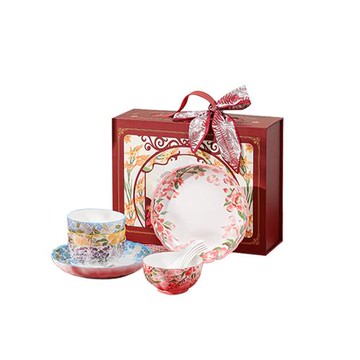 【飪我行】花漾彩瓷碗匙組-4碗4匙2盤