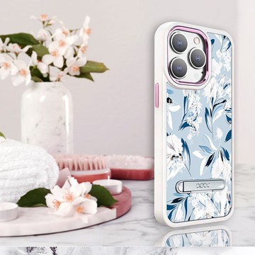 iPhone 14全系列軍規防摔鋁合金鏡頭框立架手機殼-蝴蝶蘭