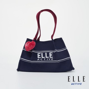 ELLE ACTIVE-法式針織肩背/手提包-深藍