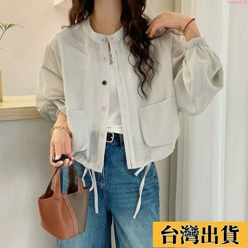 🌟新店優惠🌟老錢風 棉麻外套 加碼外套 棉麻外套女短款歐貨2025春夏新款時尚百搭休閒高端防曬衣上衣