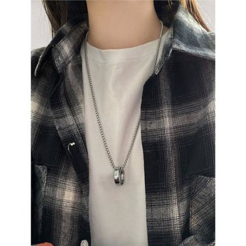 王一博同款鈦鋼戒指項鏈女ins潮嘻哈個性情侶2023新款衛衣毛衣鏈