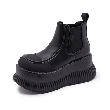 Sp house 小隻少女圓頭增高套腳厚底馬丁短靴(2款可選)