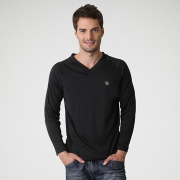 VITAL ENERGY 男中空快乾保暖V領衫(黑色)