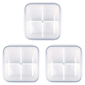 Xeonic 正方形4格保鮮盒  1.1L  3個