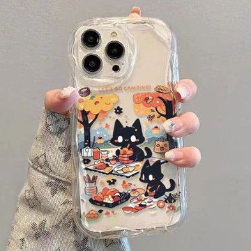 愛野餐的貓咪適用三星a55手機殼硅膠s23/s22+可愛s24ultra卡通s21/s20fe創意a53a52a35防摔a34a33a32a14a13