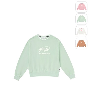 【FILA】女性 長袖圓領T恤-粉綠 5TEY-5469-LN