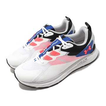 Under Armour 慢跑鞋 HOVR Flux Mvmnt 男鞋 白 粉紅 藍 緩震 運動鞋 UA 3025354100