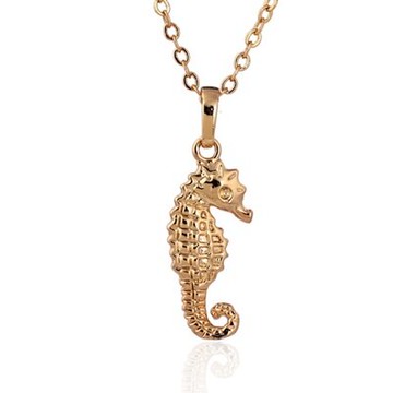 純銀項鍊 鍍18K金吊墜-可愛海馬造型迷人生日情人節禮物女飾品73cu101【獨家進口】【米蘭精品】