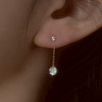 韓國飾品官方直營【WING BLING】14k 優雅垂墜鋯石耳環  (閨蜜禮物 | 情人送禮 | 摩羯座生日禮物🎁)