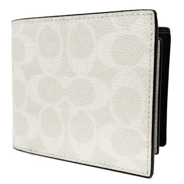 【COACH】C LOGO男款8卡短夾附活動證件夾(白)